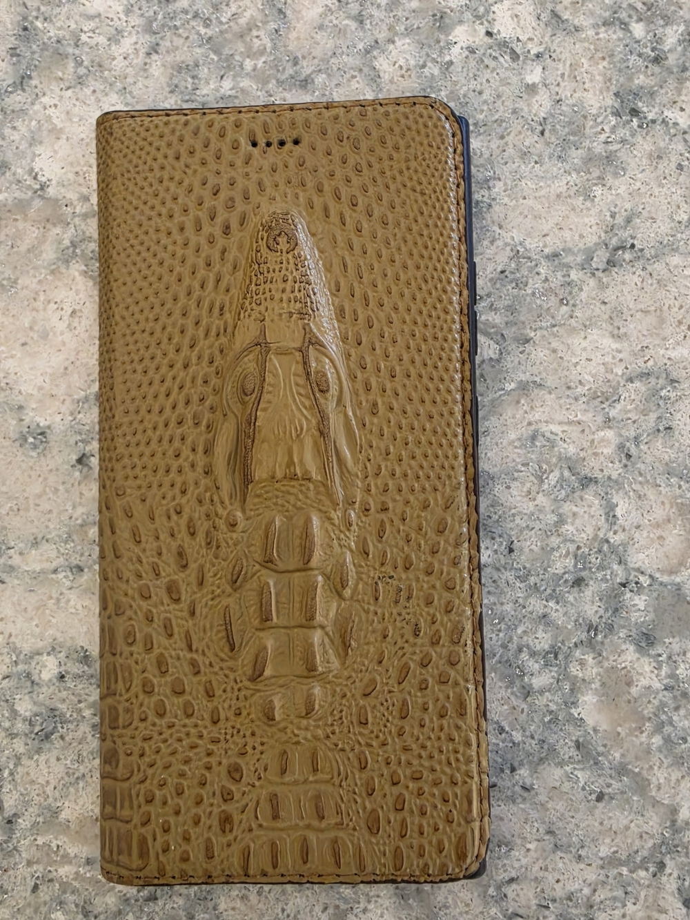 Samsung S24 ULTRA Croc-Embossed Leather Phone Wallet - Tan